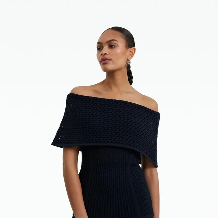 Safiyaa Kora Navy Knit Top Women Tops