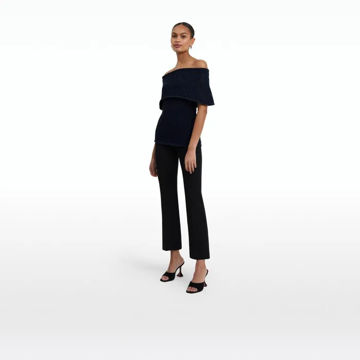 Safiyaa Kora Navy Knit Top Women Tops