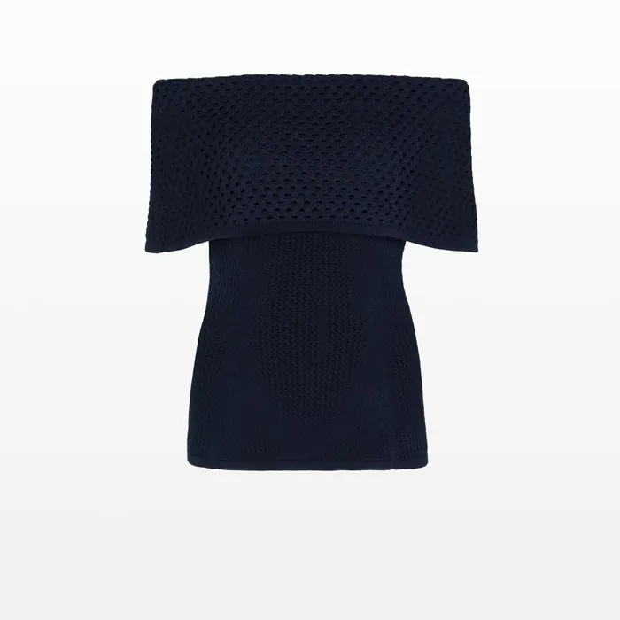 Safiyaa Kora Navy Knit Top Women Tops