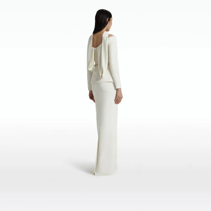 Safiyaa Lucile Ivory Top With Embroidered Belt Women Tops