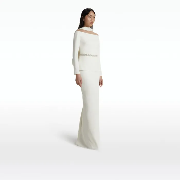 Safiyaa Lucile Ivory Top With Embroidered Belt Women Tops