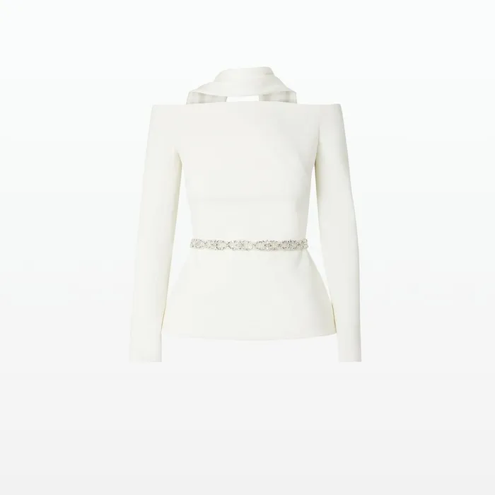 Safiyaa Lucile Ivory Top With Embroidered Belt Women Tops