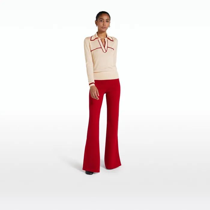Safiyaa Lydie Powder and Azalea Red Knit Women Tops