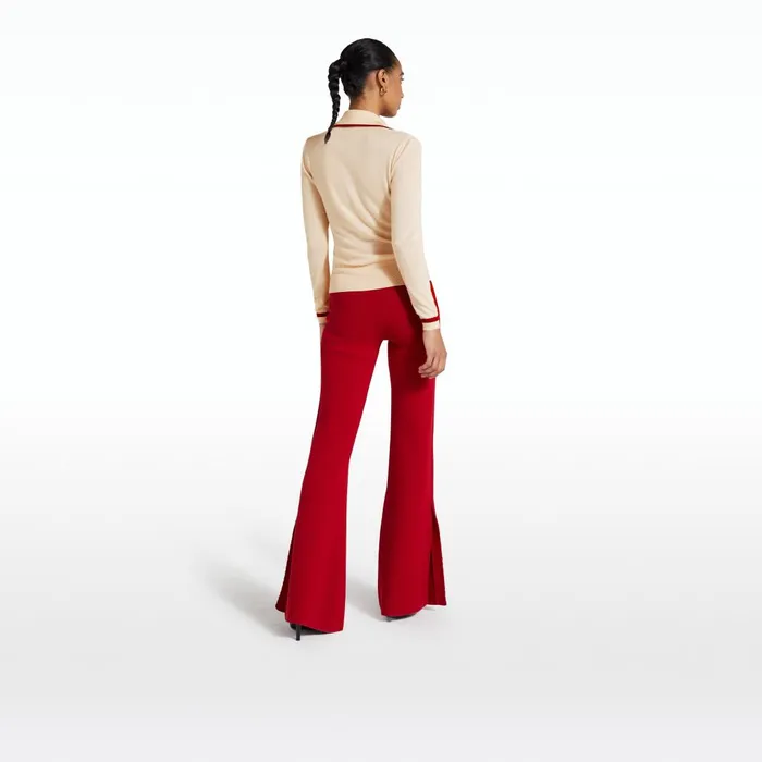 Safiyaa Lydie Powder and Azalea Red Knit Women Tops
