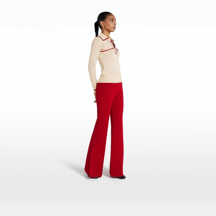 Safiyaa Lydie Powder and Azalea Red Knit Women Tops