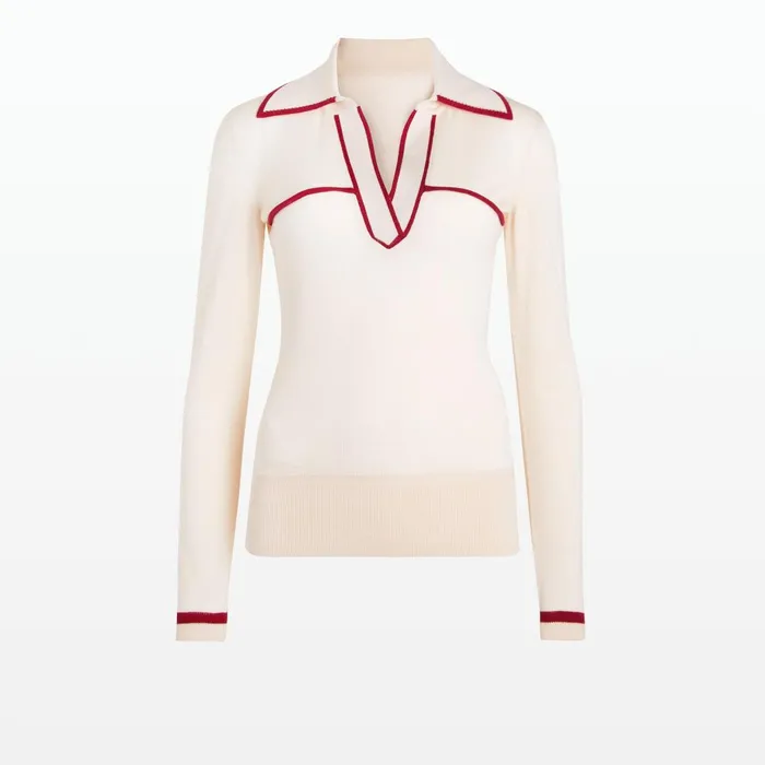 Safiyaa Lydie Powder and Azalea Red Knit Women Tops