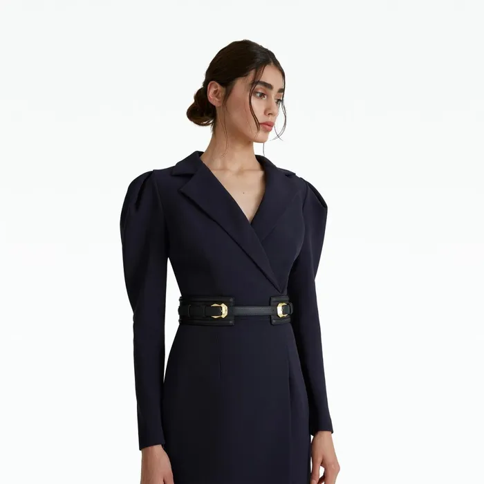 Safiyaa Maud BlackGold Leather Belt Women Accessories