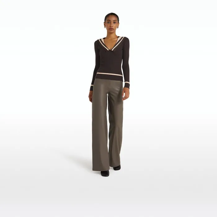 Safiyaa Odette Dark Mocha and Powder Knit Women Tops