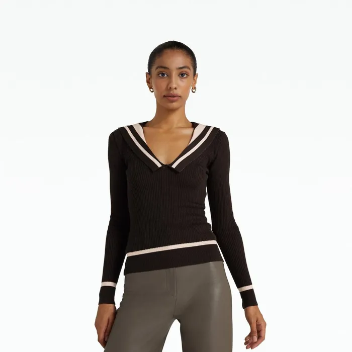 Safiyaa Odette Dark Mocha and Powder Knit Women Tops