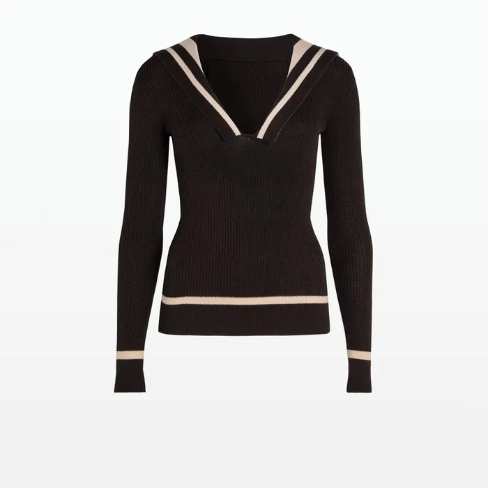 Safiyaa Odette Dark Mocha and Powder Knit Women Tops