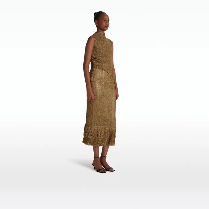 Safiyaa Remmie Gold Knit Skirt Women Skirts