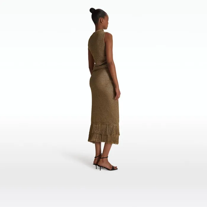 Safiyaa Remmie Gold Knit Skirt Women Skirts