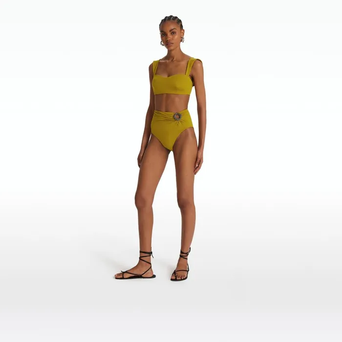 Safiyaa Tabi Chartreuse Bikini Bottom Women Swimwear