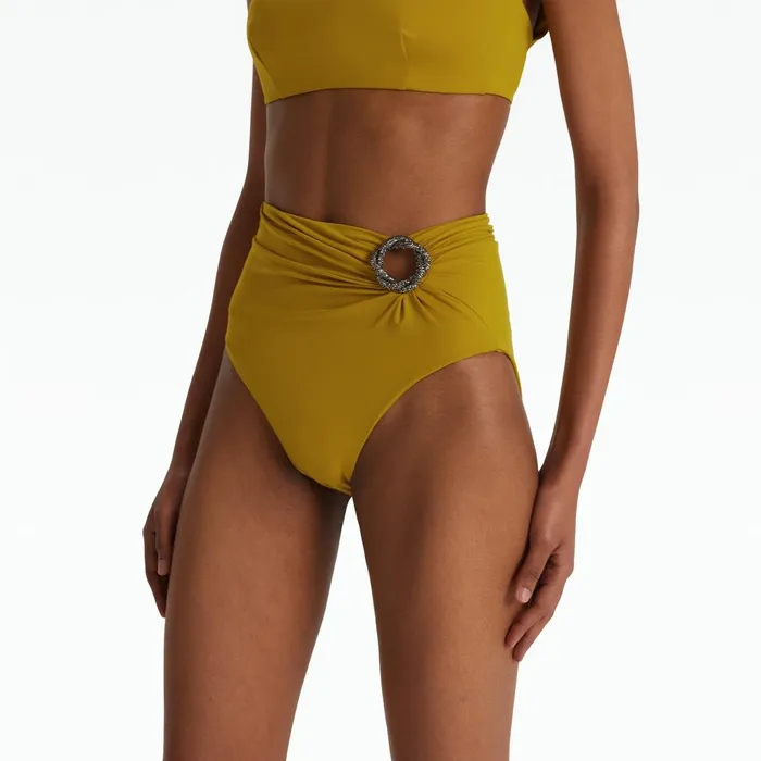 Safiyaa Tabi Chartreuse Bikini Bottom Women Swimwear