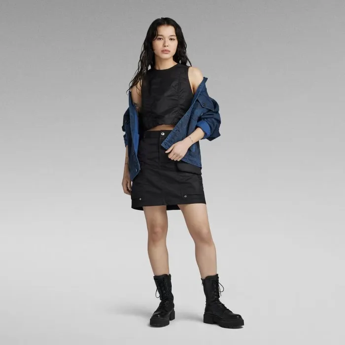 Shirts and Blouses Women GStar RAW MA1 Cropped Sleeveless Shirt Dark Black