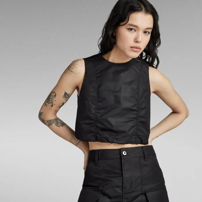 Shirts and Blouses Women GStar RAW MA1 Cropped Sleeveless Shirt Dark Black
