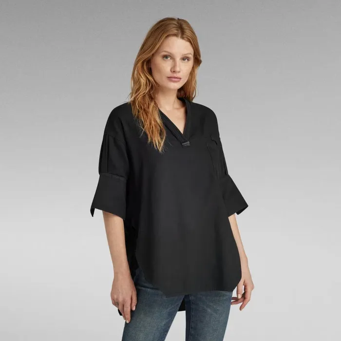 Shirts and Blouses Women GStar RAW Woven Tunic Dark Black Garment Dyed