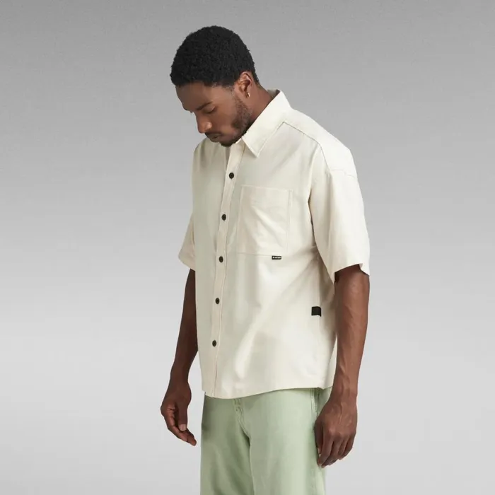 Shirts Men GStar RAW Oversized Boxy Shirt 1 Pocket Ecru