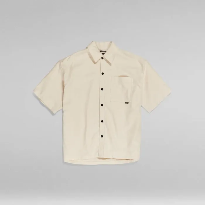 Shirts Men GStar RAW Oversized Boxy Shirt 1 Pocket Ecru