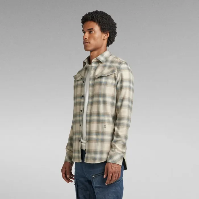 Shirts Men GStar RAW Slant Pocket Slim Shirt Westpoint Khaki Dale Check