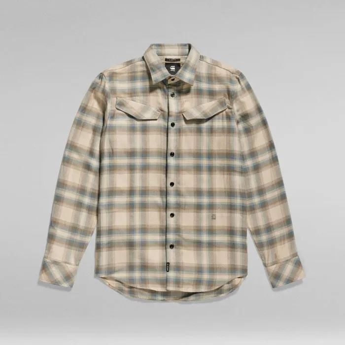 Shirts Men GStar RAW Slant Pocket Slim Shirt Westpoint Khaki Dale Check
