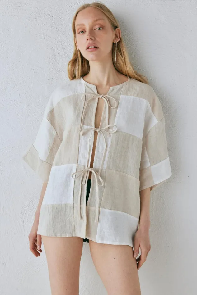 Shirts Women VRG GRL Naomi Linen Smock Top Natural