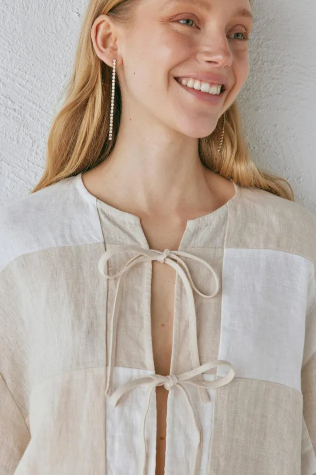 Shirts Women VRG GRL Naomi Linen Smock Top Natural Shirts Women VRG GRL Naomi Linen Smock Top Natural