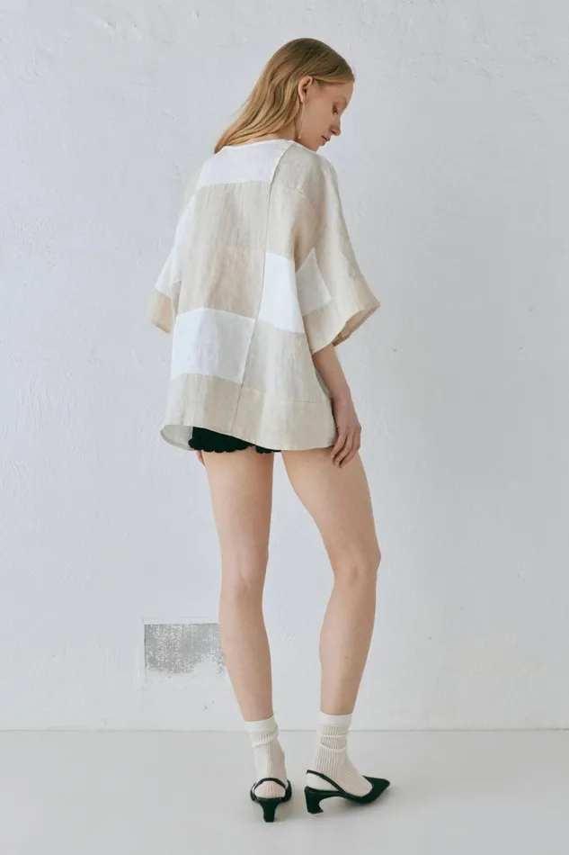 Shirts Women VRG GRL Naomi Linen Smock Top Natural Shirts Women VRG GRL Naomi Linen Smock Top Natural