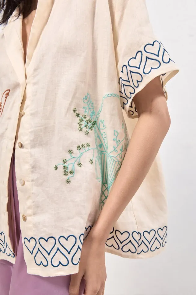 Shirts Women VRG GRL Natalia Linen Shirt Cream Shirts Women VRG GRL Natalia Linen Shirt Cream