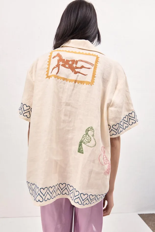 Shirts Women VRG GRL Natalia Linen Shirt Cream Shirts Women VRG GRL Natalia Linen Shirt Cream