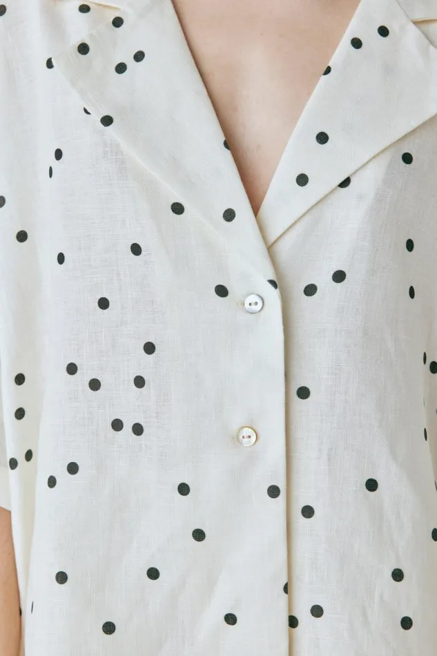 Short Sleeve Women VRG GRL Anke Linen Shirt Dot Short Sleeve Women VRG GRL Anke Linen Shirt Dot