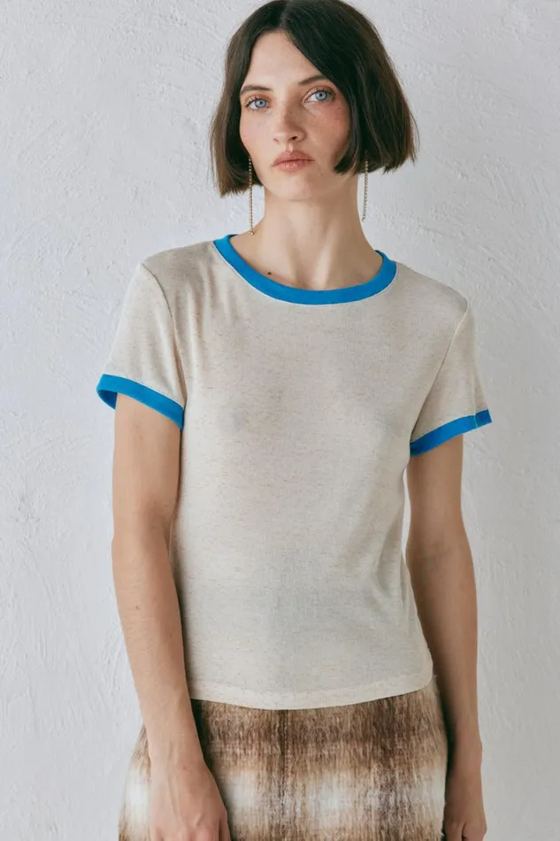 Short Sleeve Women VRG GRL Lane Tee Oatmeal Short Sleeve Women VRG GRL Lane Tee Oatmeal