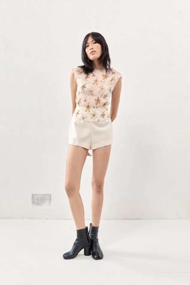 Short Sleeve Women VRG GRL Retrofuture Top Tan