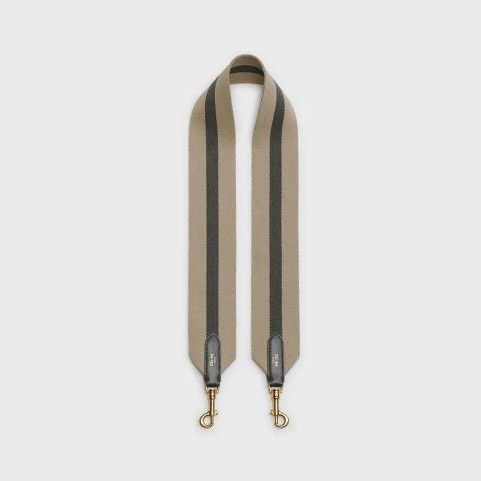 Short Strap In Textile And Calfskin Natural Grey Women CELINE LEATHER GOODS ACCESSORIES Short Strap In Textile And Calfskin Natural Grey Women CELINE LEATHER GOODS ACCESSORIES