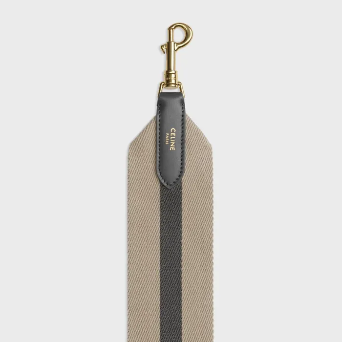 Short Strap In Textile And Calfskin Natural Grey Women CELINE LEATHER GOODS ACCESSORIES Short Strap In Textile And Calfskin Natural Grey Women CELINE LEATHER GOODS ACCESSORIES