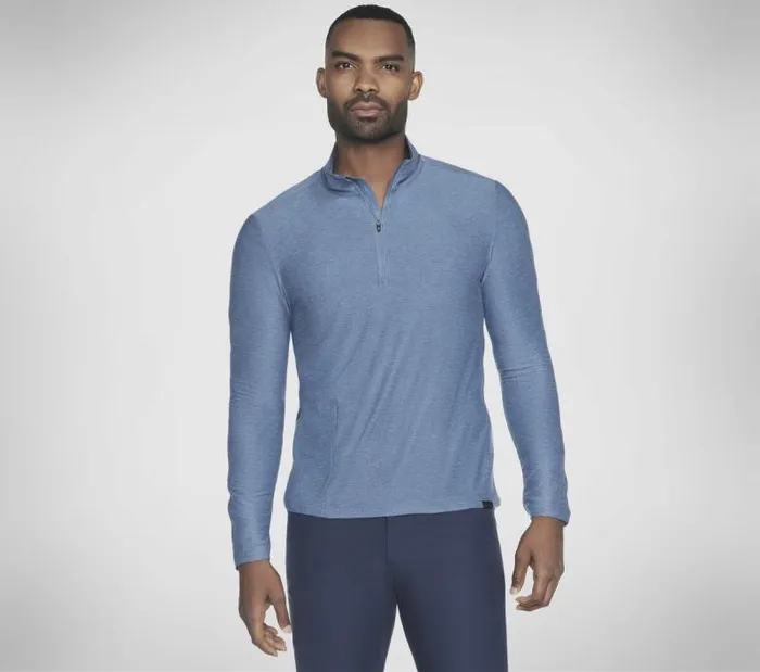 Skechers GO DRI All Day 14 Zip Blue Gray Men Tops