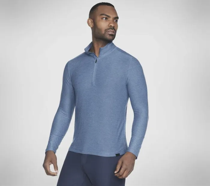 Skechers GO DRI All Day 14 Zip Blue Gray Men Tops Skechers GO DRI All Day 14 Zip Blue Gray Men Tops