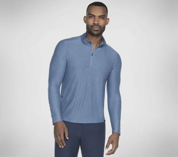 Skechers GO DRI All Day 14 Zip Blue Gray Men Tops Skechers GO DRI All Day 14 Zip Blue Gray Men Tops