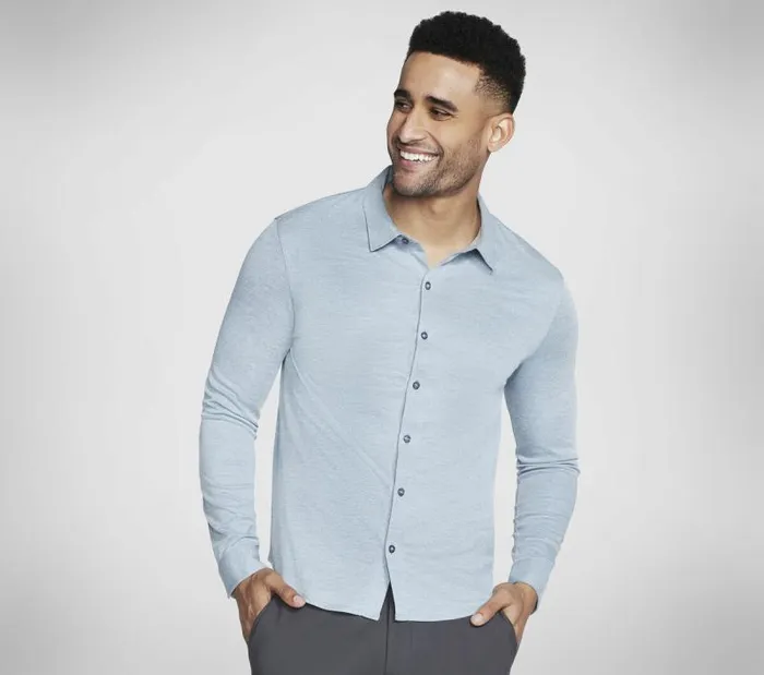 Skechers GO DRI Off Duty Button Down Shirt Denim Men Tops