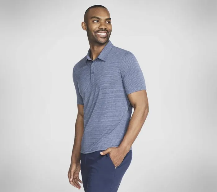 Skechers GO DRI Premier Stripe Polo Navy Men Tops Skechers GO DRI Premier Stripe Polo Navy Men Tops