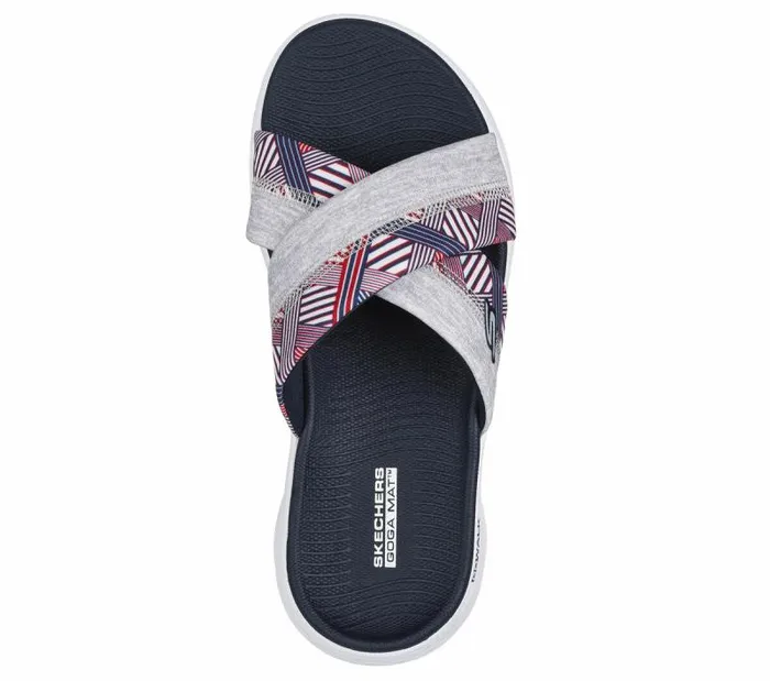 Skechers GO WALK Flex Sandal 8211 United White Navy Women Sandals
