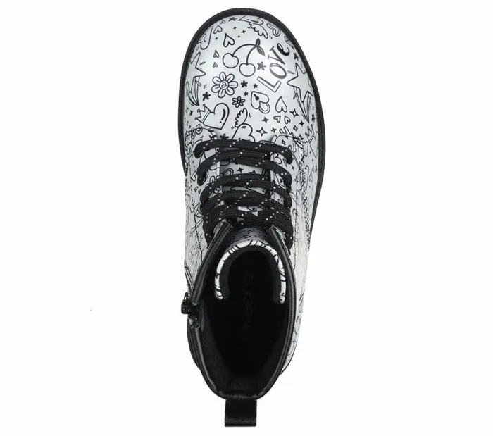 Skechers Gravlen Hi 8211 Doodle Down Silver Black Kids Boots Skechers Gravlen Hi 8211 Doodle Down Silver Black Kids Boots
