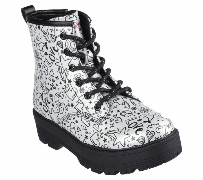 Skechers Gravlen Hi 8211 Doodle Down Silver Black Kids Boots Skechers Gravlen Hi 8211 Doodle Down Silver Black Kids Boots