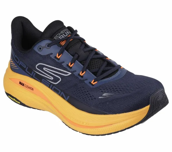 Skechers Max Cushioning Propulsion Navy Orange Men Lace Up Skechers Max Cushioning Propulsion Navy Orange Men Lace Up