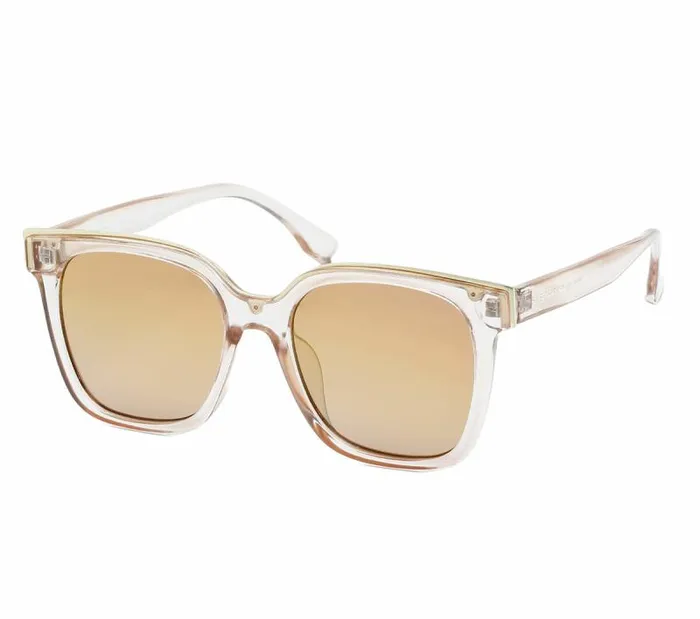 Skechers Oversized Square Sunglasses Taupe Gold WomenMen Sunglasses