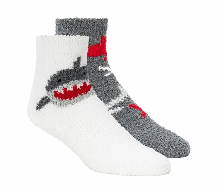 Skechers Shark Cozy Crew Socks 8211 2 Pack White WomenMen Socks