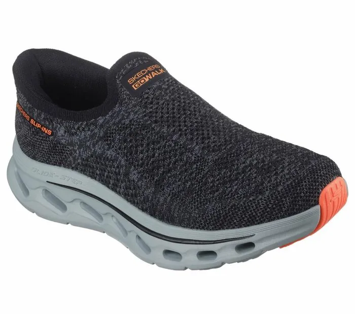 Skechers Skechers Slipins GO Walk GlideStep 20 8211 Caleb Black Gray Men Hands Free Slipins