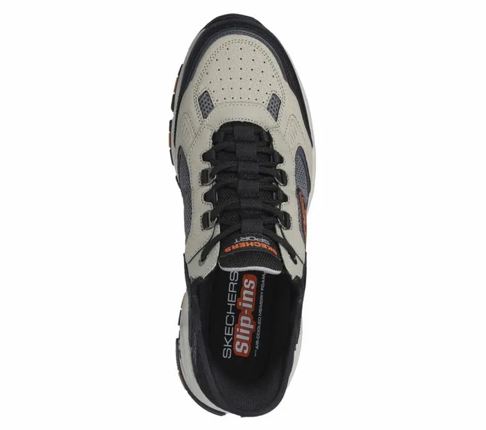 Skechers Skechers Slipins Vigor 30 8211 Drafting Taupe Black Men Athletic Sneakers