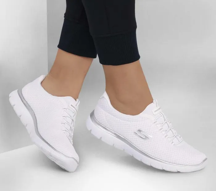 Skechers Summits White Silver Women Athletic Sneakers Skechers Summits White Silver Women Athletic Sneakers