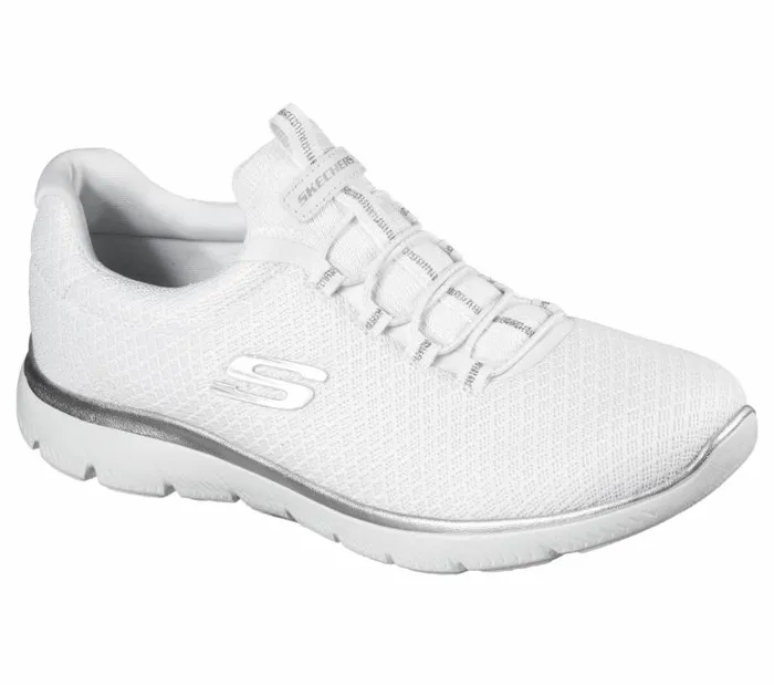 Skechers Summits White Silver Women Athletic Sneakers Skechers Summits White Silver Women Athletic Sneakers